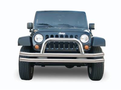 Rampage - Rampage 8420 Front Double Tube Bumper w/Hoop for 87-06 Jeep Wrangler 76-86 CJ7