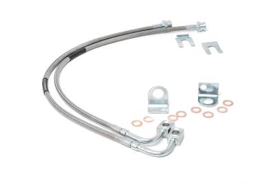 Rough Country Suspension Systems - Rough Country Front Stainless Brake Lines for Jeep JK w/4"-6" Lift 89707