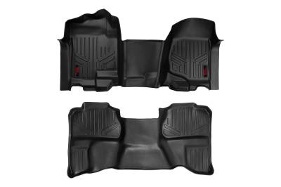 Rough Country Suspension Systems - Rough Country Fr/Rr Floor Liners Black 07-13 Silverado/Sierra Ext M-21072