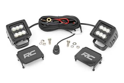 Rough Country Suspension Systems - Rough Country 70133BL Black Series 2" LED Light Pods w/Harness Flood Pair