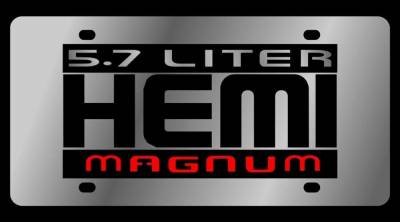 Eurosport Daytona - Eurosport Daytona 1428N-1 Stainless License Plate Hemi 5.7 Logo for Dodge