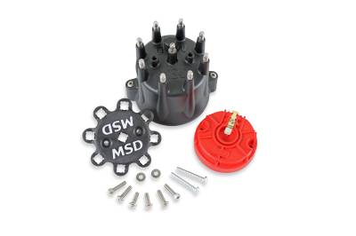 MSD - MSD Ignition 84336 Distributor Cap & Rotor Kit Black for Chevy V8 HEI