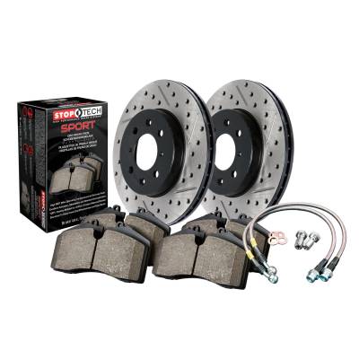 StopTech - StopTech 978.40002F Sport Axle Pack Slotted & Drilled FR Brake Kit w/Brake lines