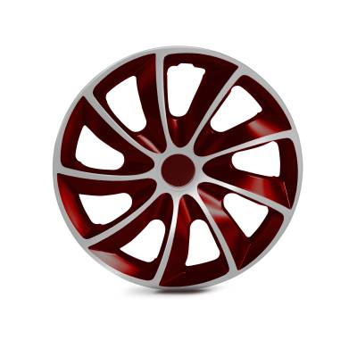 Winjet - Winjet CHB-5084-WR-15 15" Universal Wheel Cover Hubcaps 4Pc White/Red