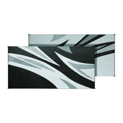 Faulkner - Faulkner 46341 Reversible RV Patio Mat Black Summer Waves Design 8'x20'