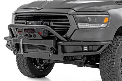 Rough Country Suspension Systems - Rough Country 51214W Tubular Front Winch Bumper Black for 19-24 Ram 1500