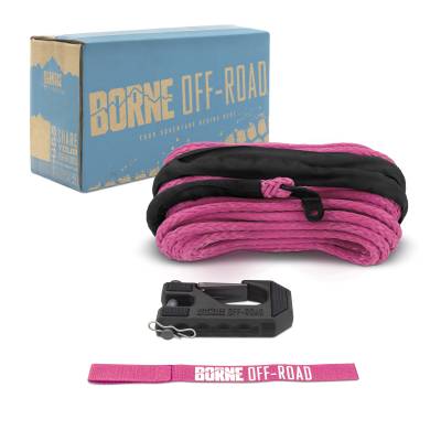 Mishimoto - Mishimoto BNWN-SR-38-85KPK Borne Pink Replacement Synthetic Winch Rope w/Hook/St
