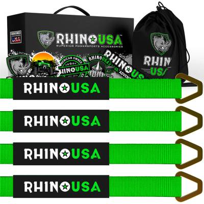 Rhino USA - Rhino USA RNO-AXLESTRAPS-GRN Axle Tie-Down Straps 4pc 2"x38" Green