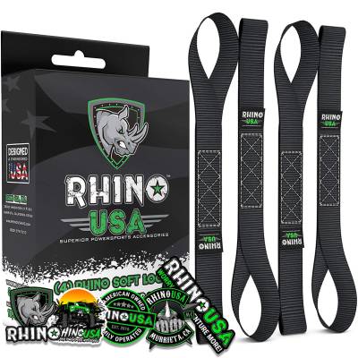 Rhino USA - Rhino USA SOFT4PACK-BLK Soft Loops Motorcycle Tie-Down Set 4pc Black
