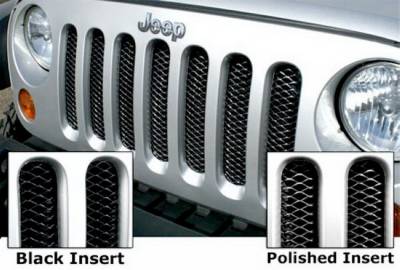 Rampage - Rampage 86512 Single Piece 3D Grille Gloss Black Powder for 07-18 Wrangler JK