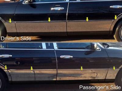 Quality Automotive Accessories - QAA TH40689 Stainless Rocker Panel Trim 8pc for 00-10 Lincoln Town Car L