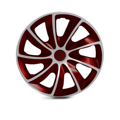 Winjet - Winjet CHB-5084-WR-16 16" Universal Wheel Cover Hubcaps 4Pc White/Red
