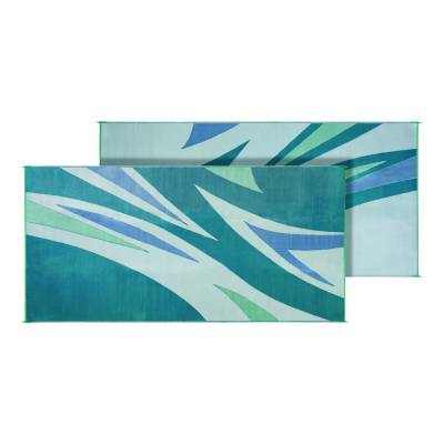 Faulkner - Faulkner 46294 8x20 Reversible RV Patio Mat Green/Blue Summer Waves