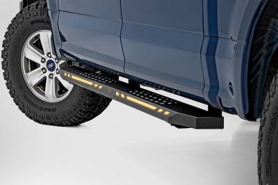 Rough Country Suspension Systems - Rough Country AC2 LED Running Boards Black Ford F150/Super Duty Crew 57005