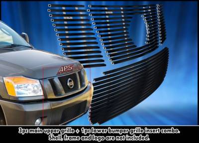 APS - APS Stainless Billet Grille Black for 08-15 Nissan Titan GR14FGH14J
