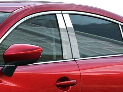 Quality Automotive Accessories - QAA PP14760 4Pc Stainless Steel Pillar Trim for 14-20 Mazda Mazda6