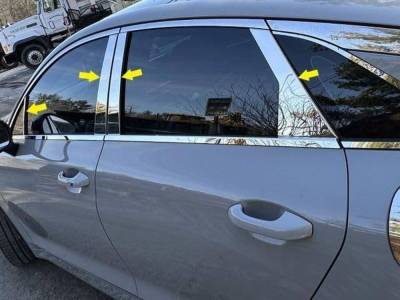 Quality Automotive Accessories - QAA PP71807 8Pc Stainless Steel Pillar Trim for 2021-2025 Kia K5