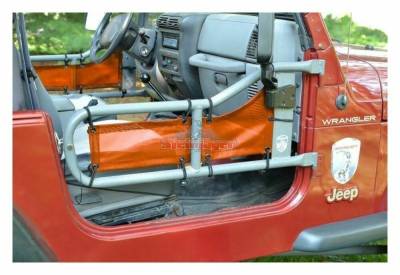 Steinjager - Steinjager Mesh Tube Door Covers Front-Orange for Wrangler TJ J0041625