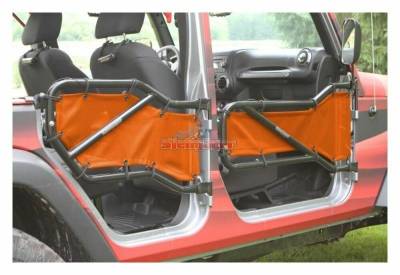 Steinjager - Steinjager Mesh Tube Door Covers Front/Rear-Orange for Wrangler JK J0041377