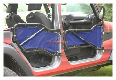 Steinjager - Steinjager Mesh Tube Door Covers Front/Rear-Blue for Wrangler JK J0041379