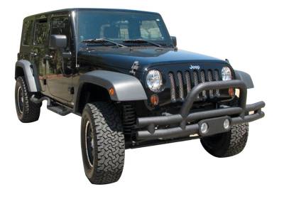 Rampage - Rampage 88625 Front Double Tube Bumper w/Light Pod Stinger for 07-18 Wrangler JK