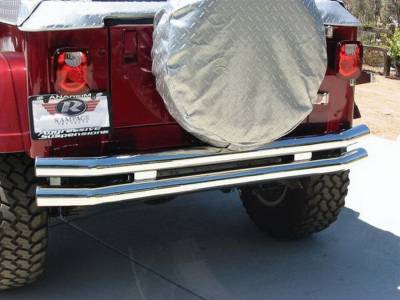 Rampage - Rampage 8448 Rear Double Tube Bumper w/Receiver for Jeep CJ5 CJ7 Wrangler TJ/YJ