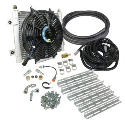 BD Diesel - BD Diesel 1030606-1/2 Xtruded Trans Oil Cooler w/Fan for 1/2" Lines
