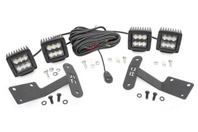 Rough Country Suspension Systems - Rough Country A-Pillar 2" LED Ditch Light Kit-Spot for 14-21 Toyota Tundra 70835