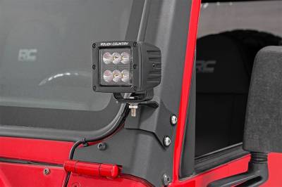 Rough Country Suspension Systems - Rough Country 70046 Lower A-Pillar Light Mounts Black for 97-06 Jeep Wrangler TJ