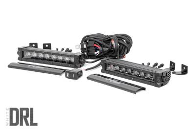 Rough Country Suspension Systems - Rough Country Black Series 8" Single Row DRL LED Light Bar Pair 70728BLDRL