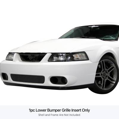 APS - APS GR06FFJ29J Stainless Billet Bumper Grille Black for 03-04 Mustang SVT Cobra