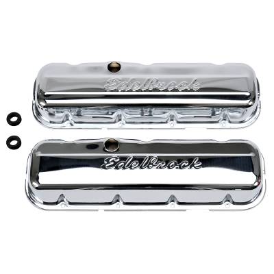 Edelbrock - Edelbrock 4480 Sig- Valve Covers Chrome Low Profile Chevy 396-502 '65-Later