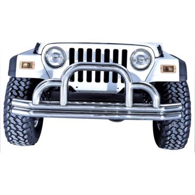 Rugged Ridge - Rugged Ridge 11521.01 Defender Front Bumper Stainless Steel for CJ & Wrangler