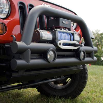 Rugged Ridge - Rugged Ridge 11561.12 3" Stubby Tube Front Winch Bumper for Jeep Wrangler