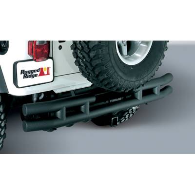 Rugged Ridge - Rugged Ridge 11571.04 3" Rear Bumper w/Hitch for 87-06 Jeep Wrangler YJ TJ
