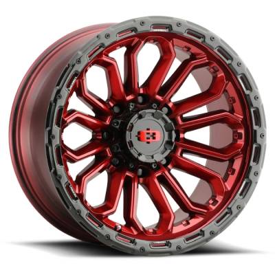 Vision Wheel - Vision Wheels 405-8962GRGBL12 405 Korupt 18x9 6x120 12mm Red Gloss & Black