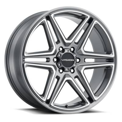 Vision Wheel - Vision Wheels 476 Wedge 20x9 6x5.5 30mm Machined & Gray Matte 476-2984GMMF30