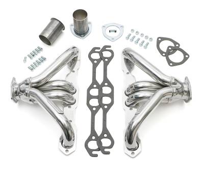 Hedman Hedders - Hedman 68406 Silver 1.625" Block Hugger Headers for SB Chevy w/Angle-Plugs