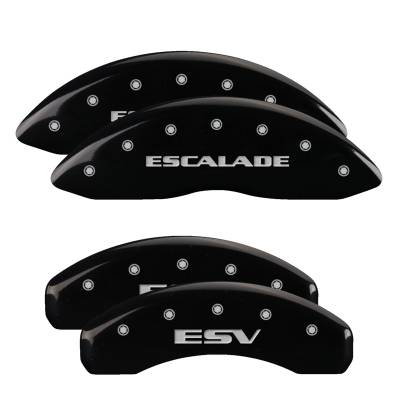 MGP Caliper Covers - MGP Caliper Covers 35015SESVBK Front/Rear 4pc Gloss Black Cadillac Escalade