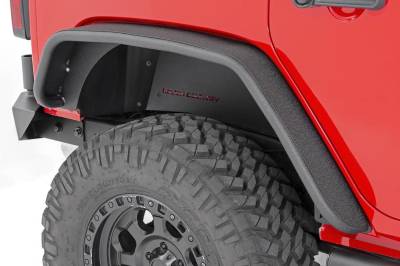 Rough Country Suspension Systems - Rough Country Rear Steel Tube Flat Fender Flares Black for Wrangler JK 10532