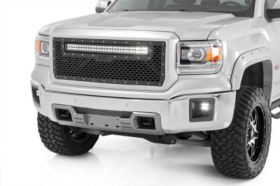 Rough Country Suspension Systems - Rough Country 70190 Front Mesh Grille Insert w/LED Black for 14-15 Sierra 1500