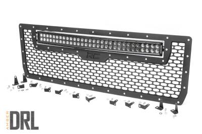 Rough Country Suspension Systems - Rough Country 70190BDA Front Mesh Grille Insert w/LED Black for 14-15 Sierra 150