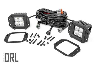Rough Country Suspension Systems - Rough Country Chrome Series 2" Flush Mount DRL LED Light Pods-Spot 70803DRL