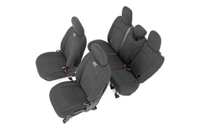 Rough Country Suspension Systems - Rough Country Front/Rear Seat Covers Black for 18-24 Wrangler JL 4DR 91010