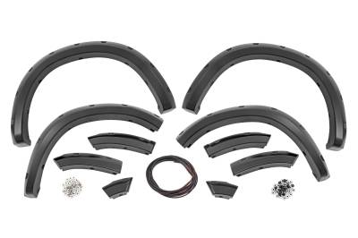 Rough Country Suspension Systems - Rough Country F-D10911B Pocket Fender Flares Black for 09-18 Ram 1500