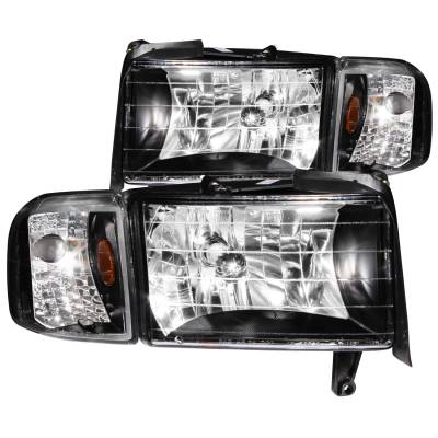 Anzo USA - Anzo USA Black Crystal Headlight Set w/Corners for Ram Trucks 111067