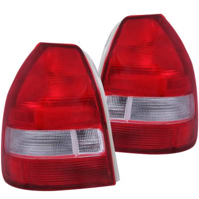 Anzo USA - Anzo 221135 Chrome Euro Red/Clear Taillights Lens Honda Civic Hatchback