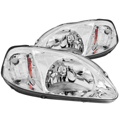 Anzo USA - Anzo USA 121179 Chrome Crystal Headlight Set for 99-00 Honda Civic