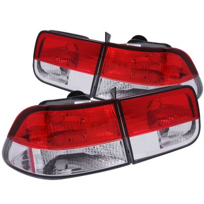 Anzo USA - Anzo USA 221222 Chrome Euro Red/Clear Lens Taillights for 96-00 Honda Civic Coup