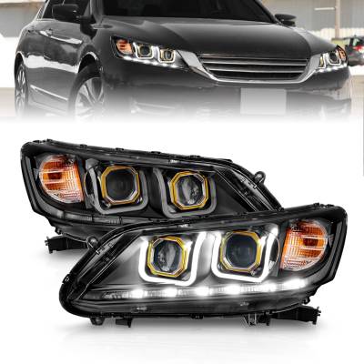 Anzo USA - Anzo USA 121492 Black Projector Headlight w/U-Bar Halo for 13-15 Honda Accord